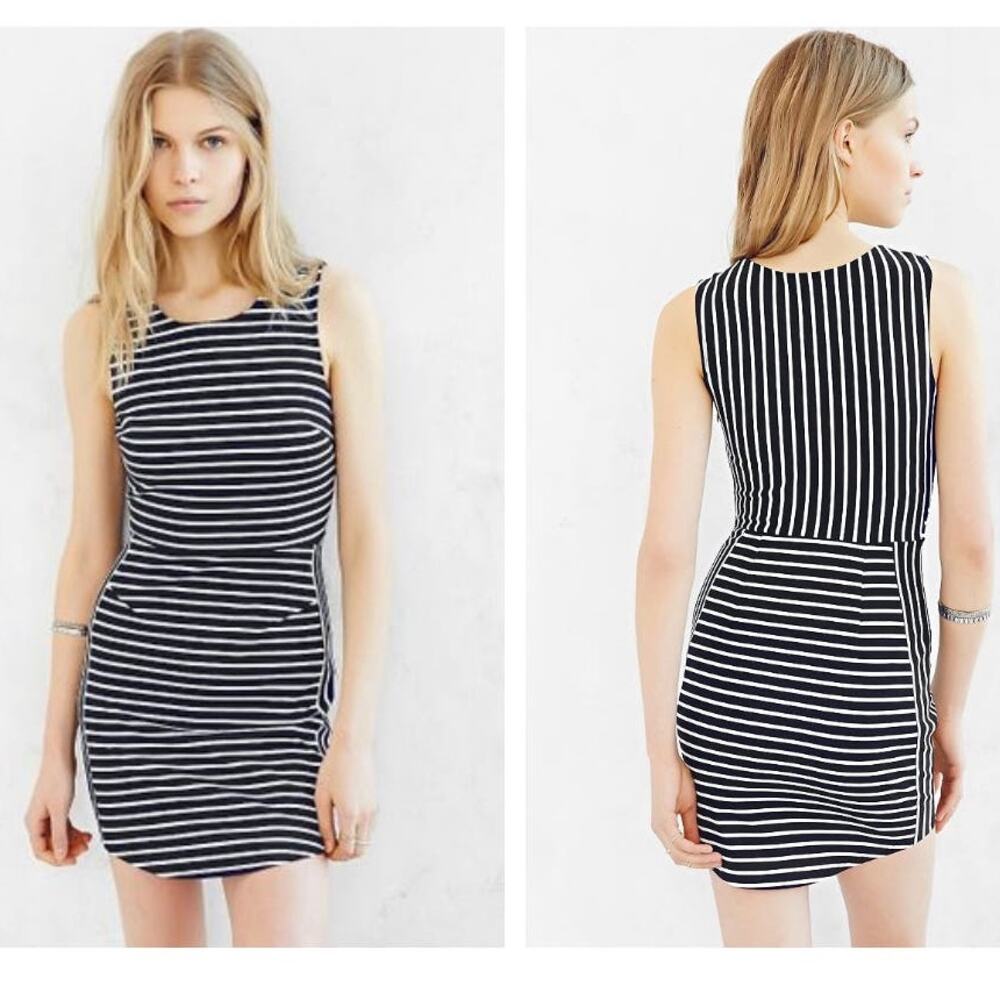 Urban Outfitters UO Silence & Noise Black White Stripe Ponte Knit Sheath Dress S
